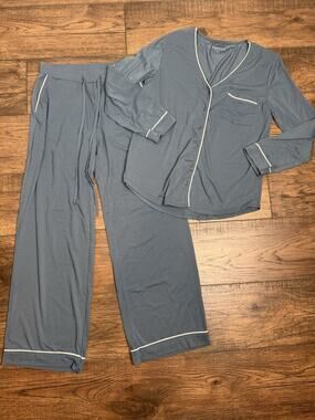 Softies Blue Taylor 2 Piece Pajamas PJs Set Womens Small Ankle Pant & Top